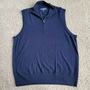 Brooks Brothers Navy Quarter Zip Italian Wool Sweater Vest - Size XL